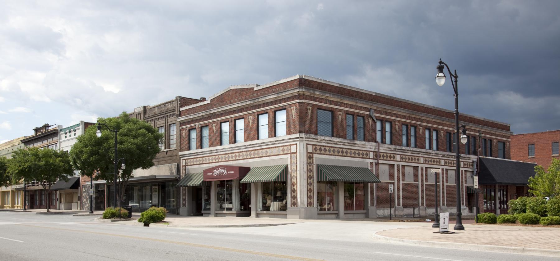 Historic commercial buildings along Broad Street in Gadsden